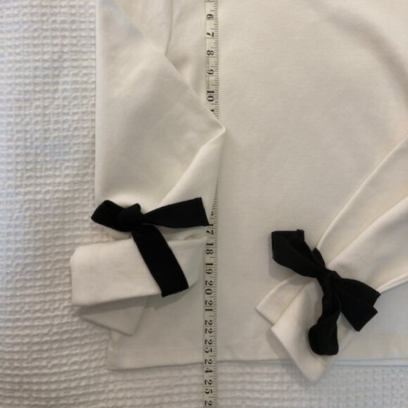 BNWT J.Crew Mercantile Top With Black Ribbon Bow Sleeve White - Size Large - Picture 9 of 12